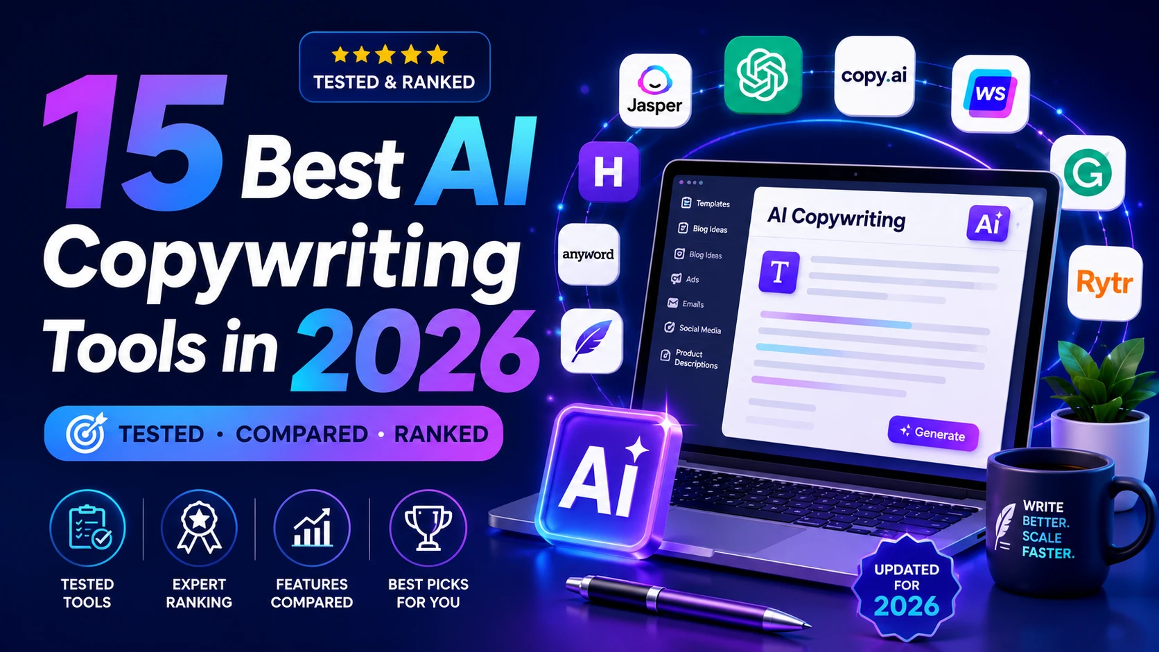 15 Best AI Copywriting Tools in 2026 — Tested by AIToolCamp