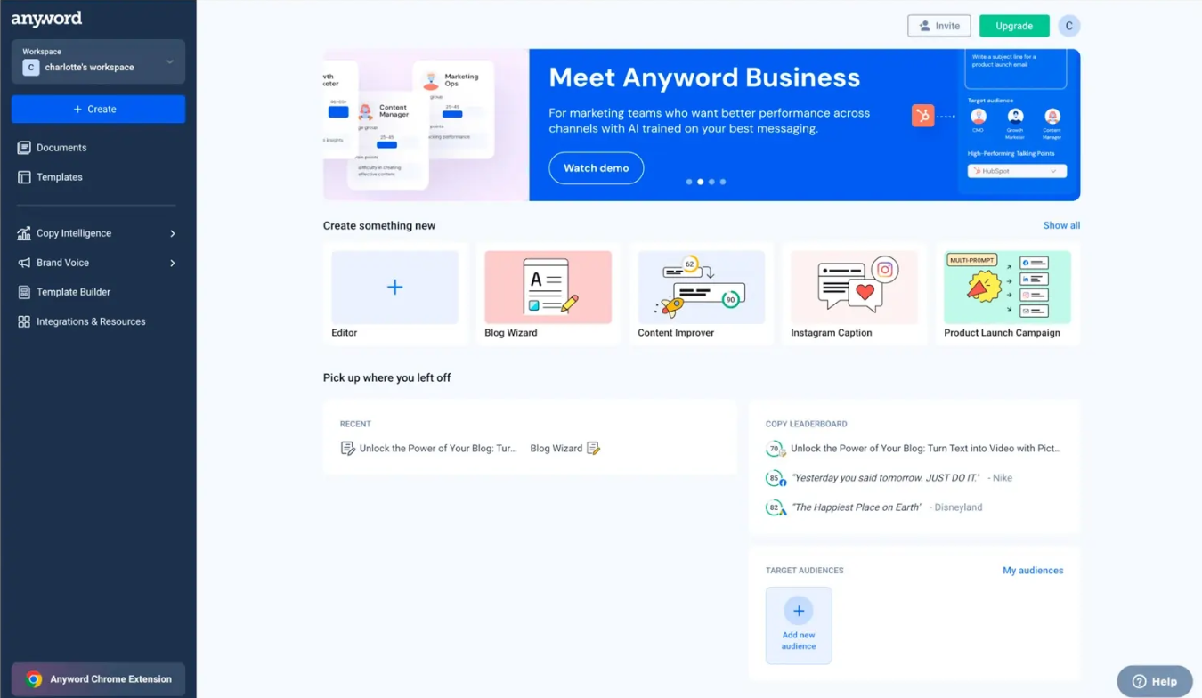 Anyword predictive performance score for ad copy - best AI copywriting tools